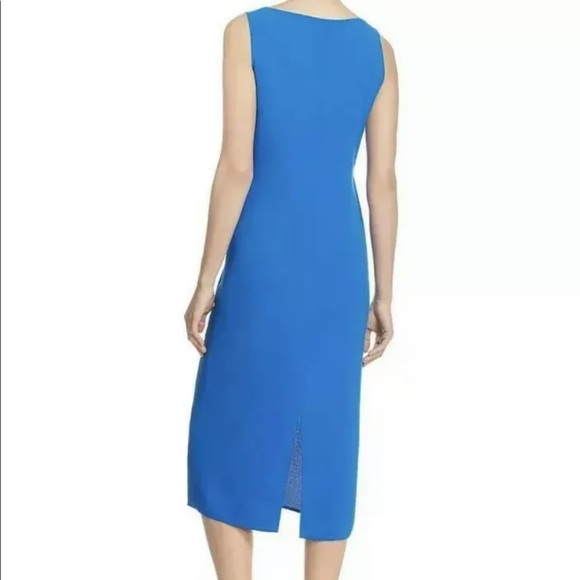 EILEEN FISHER Dress Sz M Silk Georgette Crepe Blue - Picture 5 of 8